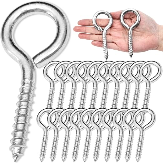 4PCS 4 inches Screw Eyes M8 304 Stainless Steel Eye Screws, Heavy Duty Screw, Eye Hooks Screw Eye Bolts Eye Hooks Screw, Indoor & Outdoor Uses (4, M8-4inch)