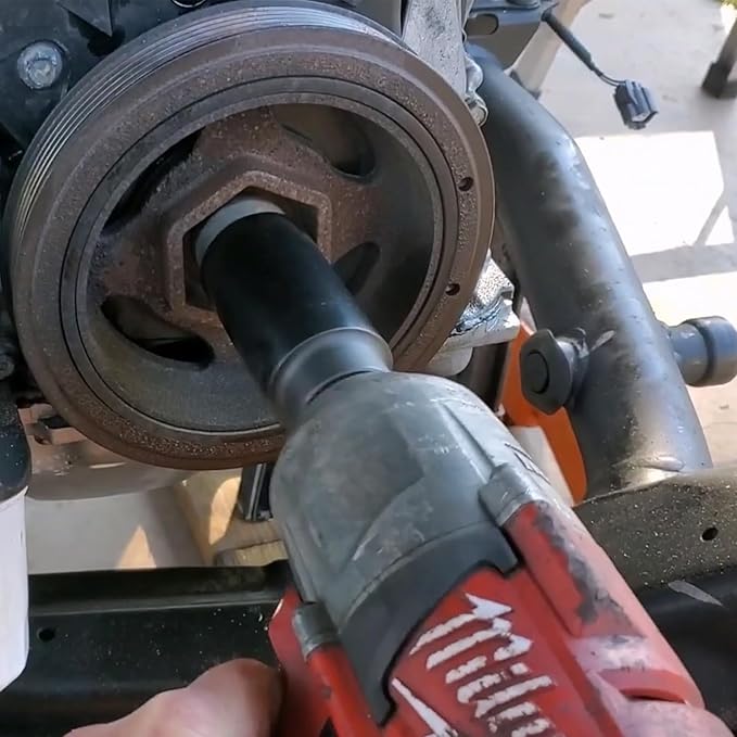 Harmonic Balancer Socket Tool 77080 for Honda 19mm Crank Bolt Socket, 3 Times Momentum Power of Standard Impact Sockets, Deep Counter-Weighted Design Increased Torque
