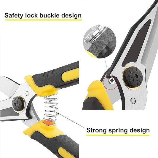 9 Inch Aviation Tin Snips Heavy Duty Shears Straight Metal Cutter with Comfort Grip and Stainless Steel Blades Multifunction Cutting of Cable Wires,Thin Iron,Cardboard etc