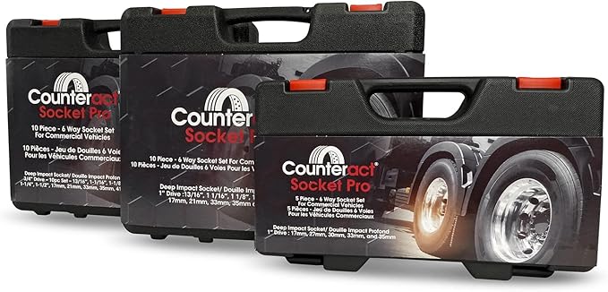 Counteract Socket Pro ??6 Way Socket 10pc Set - 13/16", 1-1/16", 1-1/8", 1-1/4", 1-1/2", 17mm, 21mm, 33mm, 35mm, 41mm - 3/4" Drive