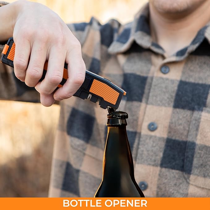 Orange Ninja Pocket Knife Sharpener with Guided Diamond Whetstones ??8-in-1 Tool Sharpener for EDC, Outdoor, Hunting & Camping Knives - Includes Diamond Rod, Leather Strop & Fire Starter