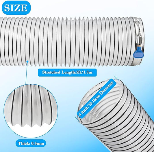 4"x5' Dust Collection Hose,4Inch Dust Collector Hose for Table Saw,Band Saw,Planer,Jointer,Wood Shop Dust Collection System,Dust Separator,Flexible PVC Clear Dust Debris Fume Hose w/Carbon Steel Wire