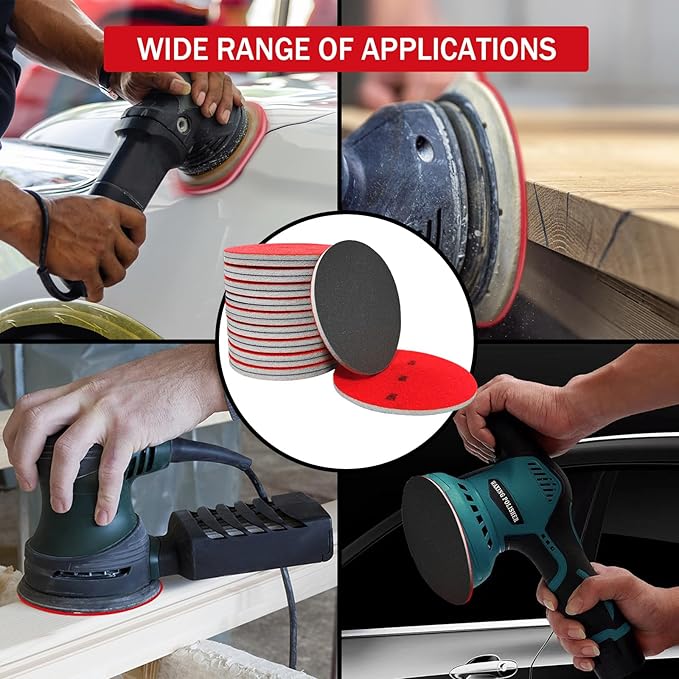 16Pcs 5 Inch Sanding Sponge Disc Hook and Loop 400 Grit Wet Dry Sanding Pads, Drywall Sandpaper Blocks for Wooden Drywall Sheetrock and Metal Glazing