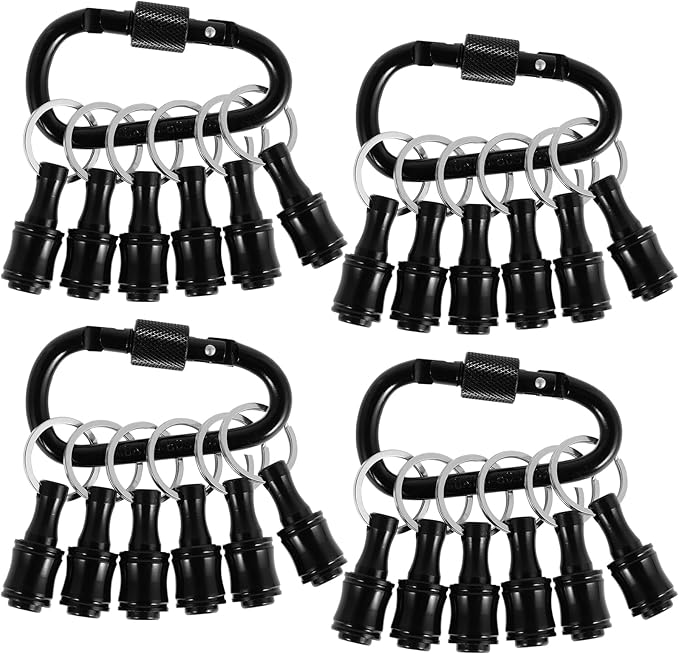 24Pcs Bit Holder Keychain 1/4inch Hex Shaft Screwdriver Bit Holder Portable Extension Bar Keychain Screw Adapter Aluminum Alloy Drill Extension Bit Holder with 4 Carabiner for Screw Driver