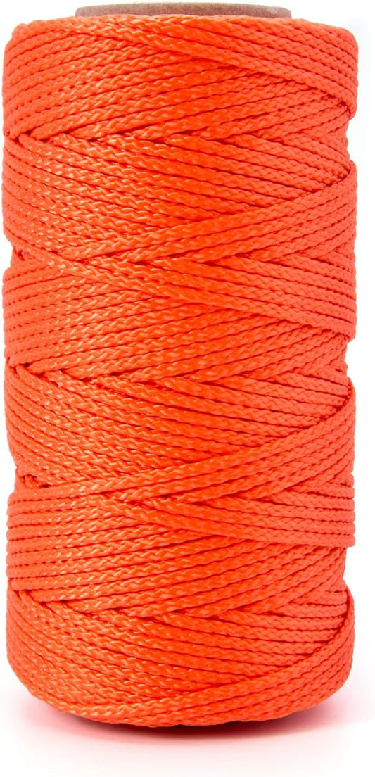 HONGDA Nylon Twine, 250 Feet #18 Braided Nylon Mason line String Perfect for Masonry Jobs and for The Layout of General Construction, Gardening, DIY Project, Orange