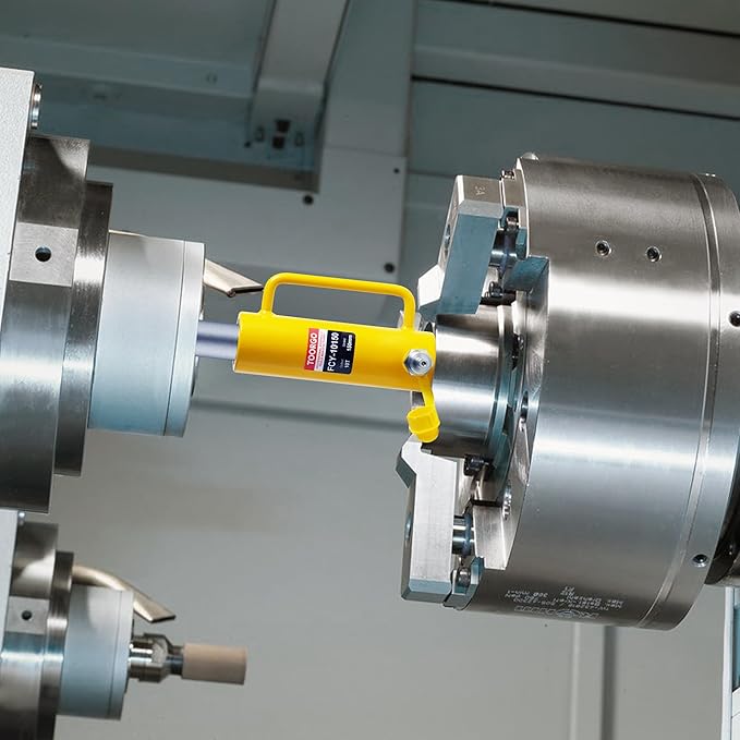 10T 6Inch Stroke Porta Power Single Acting Lifting Cylinder for Shipbuilding, Machinery and Industry,Automatically Retract Split Hydraulic Cylinders Tools, Yellow