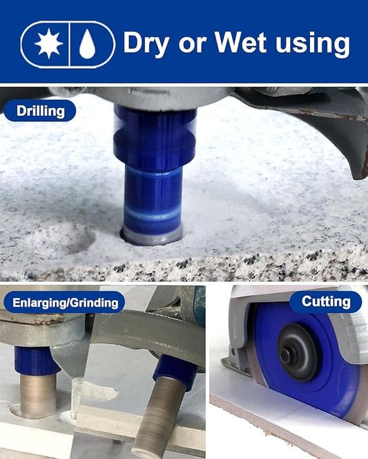 SHDIATOOL Diamond Drill Core Bits Set Milling Bits for Porcelain Hole Saw Cutter for Tile Marble Ceramic Granite Saw Blade Kit 5/8-inch-11 6pieces