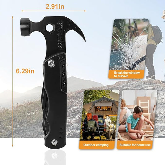 15 in 1 Multitool Hammer Multi Tool Survival Gear Multitool for Men,Survival Tools Camping Accessories With Knife,Pliers,Nail Puller,Screwdriver,Saw,Bottle Opener,Present for Husband,Dad,Grandpa
