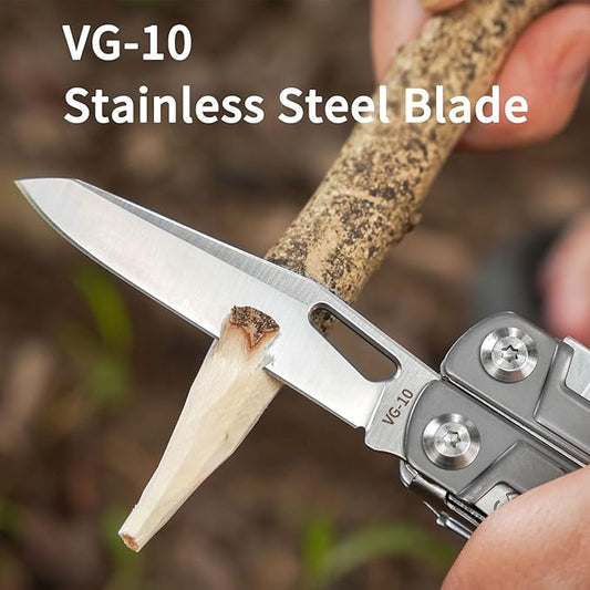 ROCKTOL Multitool Pliers, EDC Multitool Pocket Knife VG10 Blade, 27-in-1 Multi-tool with Titanium-plated Handle, Precision Screwdriver, Gut Hook for Hunting, Backpacking, Hiking, Camping, (Gen-R)