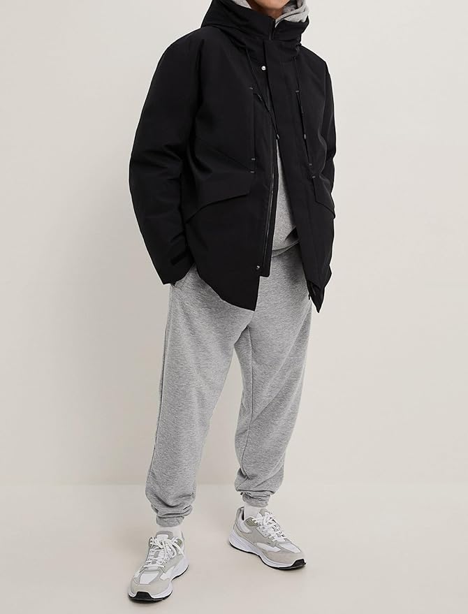 PINSPARK Men's Fleece Joggers with Zipper Pockets Tapered Sweatpants Cotton Sweat Pants for Mens Heavyweight Lounge Pants