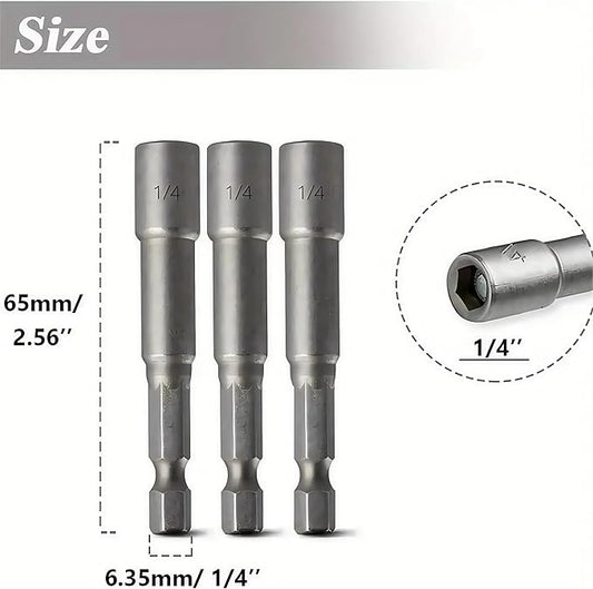10PCS 5/16 Nut Driver Set,6mm-19mm Hex 5/16 Drill Bit Nut Driver Set Socket Adapter 1/4 Inch 42mm Electrician Tools