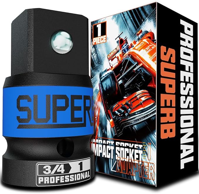 3/4" to 1" Impact Socket Adapter, Socket Adapter for Impact Driver Conversions, Use in Automotive Maintenance and Construction Engineering