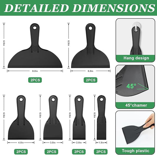 15 Pack Putty Knife, 2Putty Knife Set, 2Spreader, 2Spackle Tool, 2Plastic Putty Knife Scraper, 2Scraper Tool, 2Putty Scraper, 3 Detail Scraper Tool, Flexible Plastic Paint Scraper Tool for Spackling