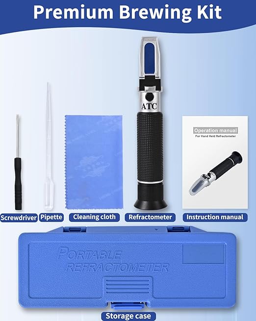 Honey Refractometer for Moisture, Brix and Baume, Brix Meter Refractometer with ATC, (12-27% Honey Moisture, 58-90% Brix, 38-43째 Baume), Refractometer Brix for Honey, Maple Syrup, Molasses, Fruit Jam