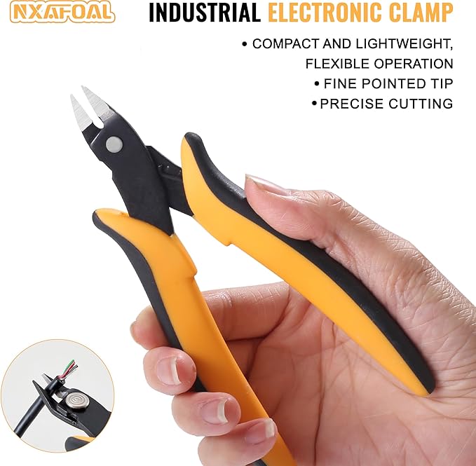 Micro Wire Cutters, 5.4 Inch Flush Cutters, 3 Pack Sharp Spring Loaded Micro Diagonal Cutters for Jewelry, Zip Ties, Electronics & DIY with Soft Grip Handles (Yellow & Black)
