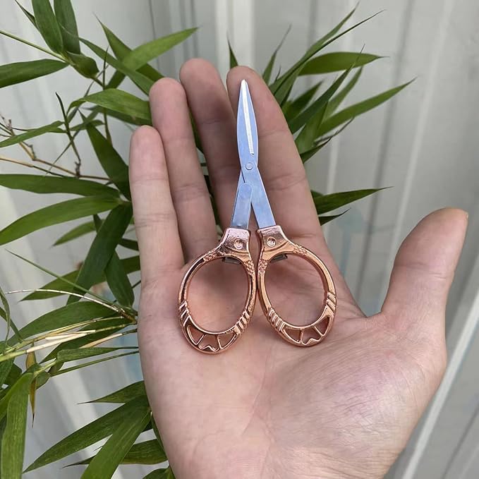 Mini Folding Scissors, Safe Portable Travel Mini Scissors, Stainless Steel Retractable Small Scissors for Home Office, 2 Piece Set (rose gold-A)