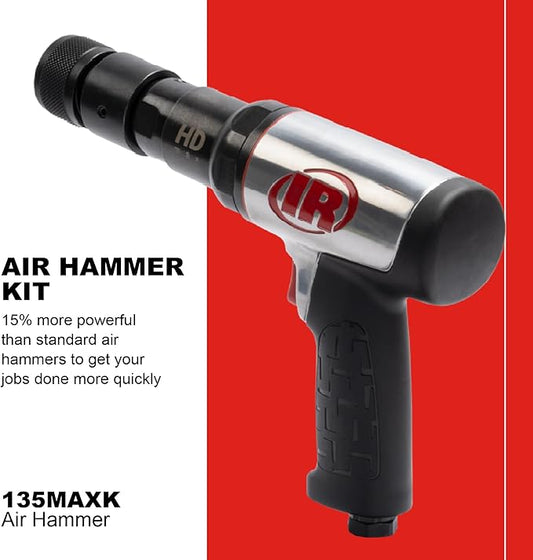 Ingersoll Rand 135MAXK Vibration Reduced Quick-Change Air Hammer 5-Piece Chisel Set, 2,600 BPM, 3" Stroke, Round Shank