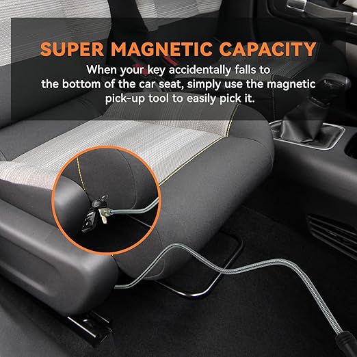 Flexible Magnetic Pickup Tool with Magnetic Parts Tray, 5LB Pull Force, 24” Bend-It Flexible Magnet Pick-Up Sweeper Bendable Retriever Stick for Hard-to-Reach Home Sink Drains, Car Keys