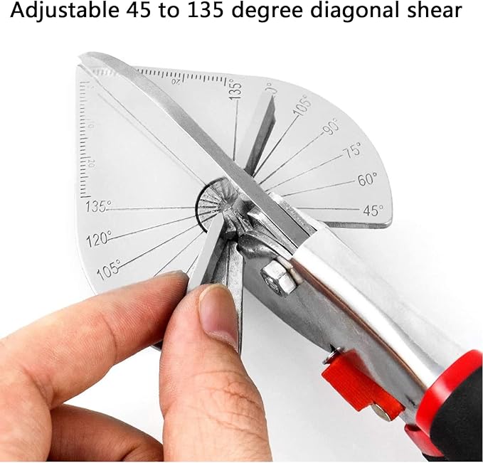 Multi-Angle Miter Shears for Angular Cutting Molding Crafting,Quarter Round Cutting Tool,Shoe Molding Cutter Tool Scissors, Adjustable 45-135 Degree Molding Trim Cutter Snips for Wood,PVC