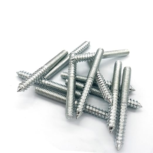 12 Pack 5/16-18 x 3 Inch Silver Hanger Bolts 5/16-18" Double Headed Bolts 5/16 Wood Dowel Screw Self-Tapping Screw Hanger Bolts for Furniture Screws Double Screw Threaded Rods Bolt 75mm Length