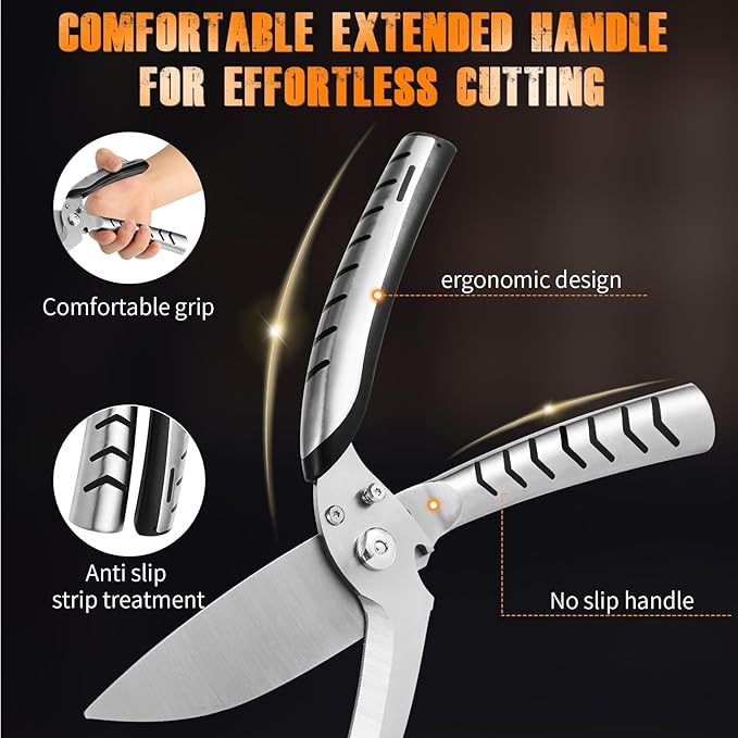 Heavy Duty Poultry Shears竊똊itchen scissors heavy duty with Serrated Edge,Chicken shears,Meat scissors heavy duty 竊똅or Cutting Bone, Turkey, Fish 竊똕eafood竊똃ishwasher Safe竊똲ilver