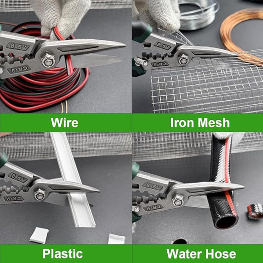 Heavy Duty Scissors, 8.5'' Multi-Functional Scissors, Comfortable Non-Slip Handle, Sharp Serrated Edge, Industrial Shears for Metal Sheets, Wires, Leather, Plastic, Hemp Rope