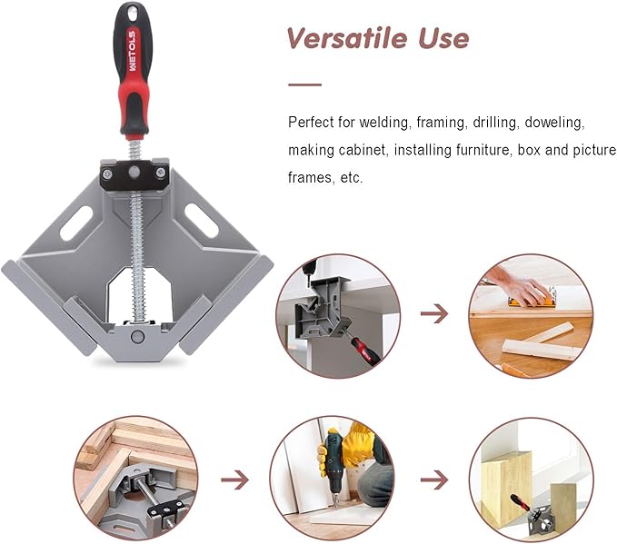 WETOLS Corner Clamp for Woodworking 2PCS 90 Degree Right Angle Clamp with Adjustable Aluminum Alloy Swing Jaw, Single Handle Clamps for Woodworking, Photo Framing, Gifts for Men Dad