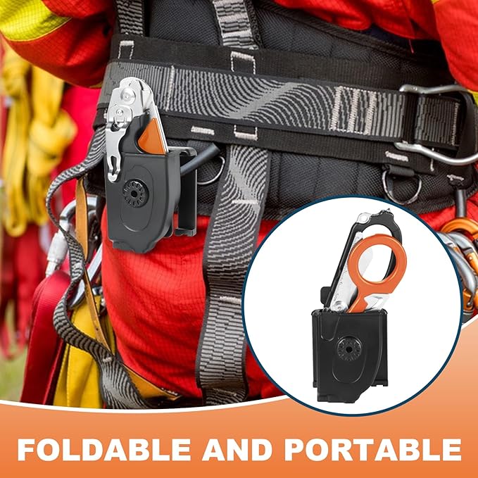 6-in-1 Multi-function Trauma Shears With Holster, Trauma Shears for Nurses Foldable, Heavy Duty Stainless Steel Scissors all Purpose, Outdoor Camping Rescue Scissors Tools(Orange+Black)
