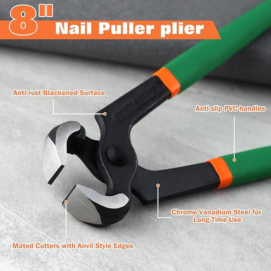 End Cutting Pliers 8 Inches PVC Handle, Stiletto Nail Puller Pliers for Women Wire Cutting, Shoe Heel Repair