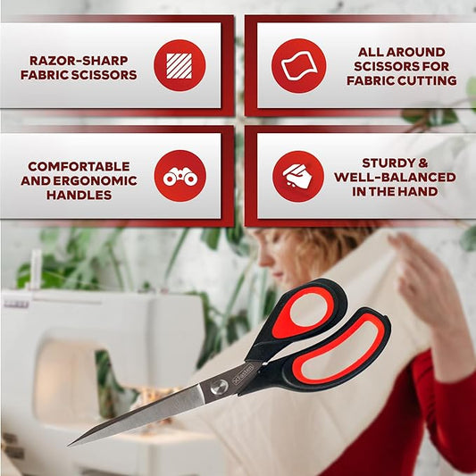XFasten Heavy-Duty Professional Tailor Scissors, 9.5-Inch Heavy Duty Ultra-sharp Dressmaker?셲 Scissors Shears for Fabric Cutting | Sewing scissors for Fabric