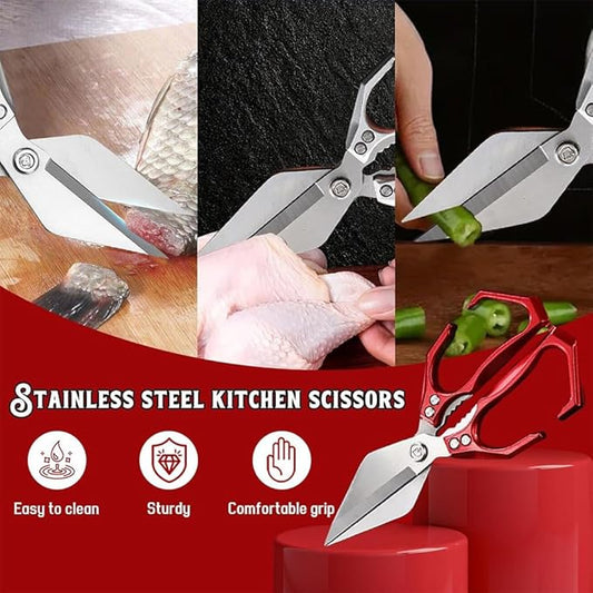 Kitchen Shears, Multifunctional Heavy-Duty Kitchen Shears, Poultry Shears - Heavy Duty Kitchen Scissors for Food with Ergonomic Handle, Ultra Sharp for Chicken, Meat, Seafood, Bone Cutting (Black)