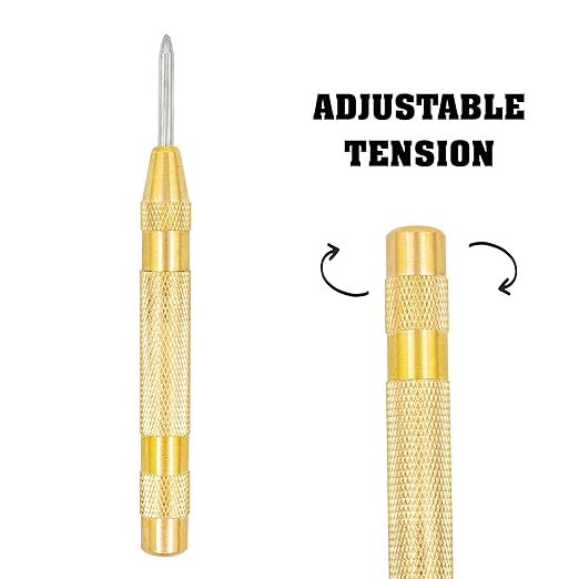 LINE2design Brass Window Punch - Firefighter, EMS, EMT Police Emergency Hand Rescue Tool - Automatic Heavy Duty Adjustable Center Spring Loaded Car Window Breaker