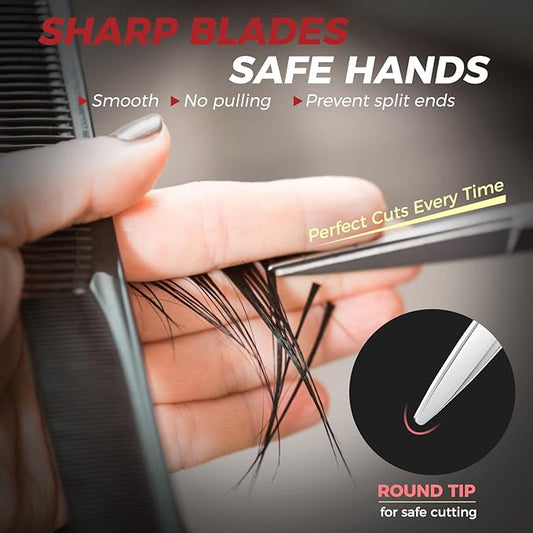 SWAP Professional Hair Cutting Scissors - 5.5'' Japanese SUS 440C Steel Barber Scissors, 60-62HRC Sharp Edge Blade with Adjustable Tension Screw for Salon & Home Use(5.5'' Hair Shears)