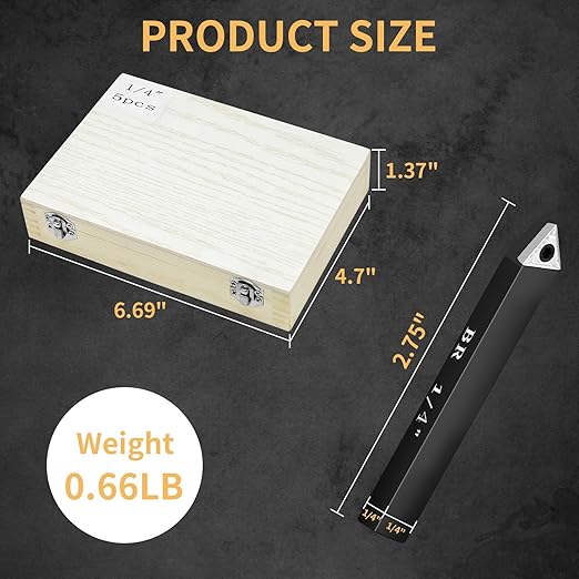 1/4" Indexable Carbide Turning Inserts Holder Set for Machining Lathes, 5 Pcs Set Metal Lathe Tools Inserts Bits with Carbide Inserts TCMT090204.
