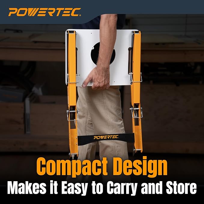 POWERTEC Folding Router Table Stand ??Adjustable Height Workstation Base for 11-1/2" x 15-1/2" Trim Router Tables, Wall-Mount Ready, Includes Mounting Guide & Hardware (UT1013)