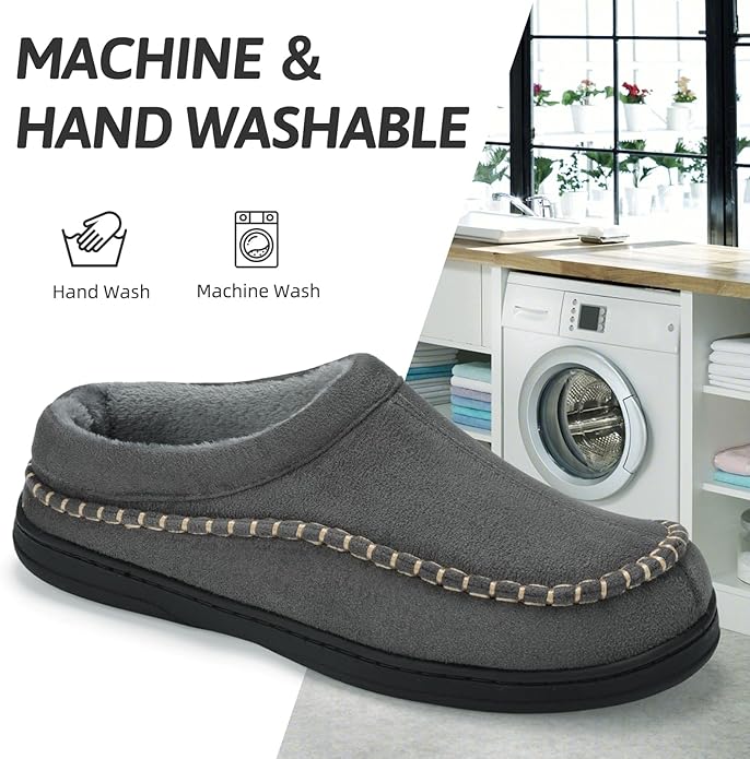 ATHMILE Mens House Shoes Fuzzy Warm Moccasin Memory Foam House Slippers for Men Cozy Winter Mens Slippers for Home Bedroom Indoor Outdoor