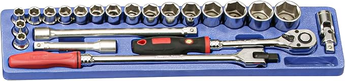 Genius Tools 22 Piece 1/2" Dr. Metric Hand Socket Set TS-4222