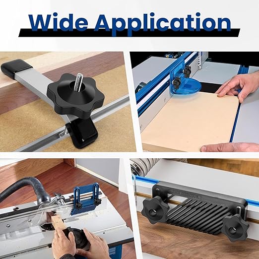 10 Sets of 1/4"-20 T Track Knob Kit, Star Knobs Kit Include 1/4-20 Threaded Bolts with Washers and Star Knobs, T Track Accessories for Woodworking Jigs and Fixtures