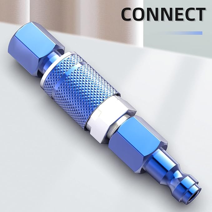 GASHER 20PCS 1/4-Inch NPT Female Blue Aluminum Industrial Air Plug, Pneumatic Plugs 300PSI