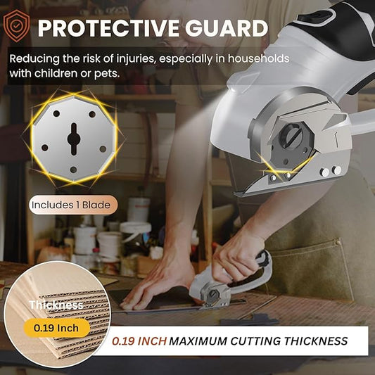 Cordless Electric Scissors ??4V Rotary Fabric & Cardboard Cutter ??Light-Duty Carpet Cutting Tool for Crafting and Home Use ??Portable Rechargeable Box Cutting Machine with Replaceable & Extra Blade