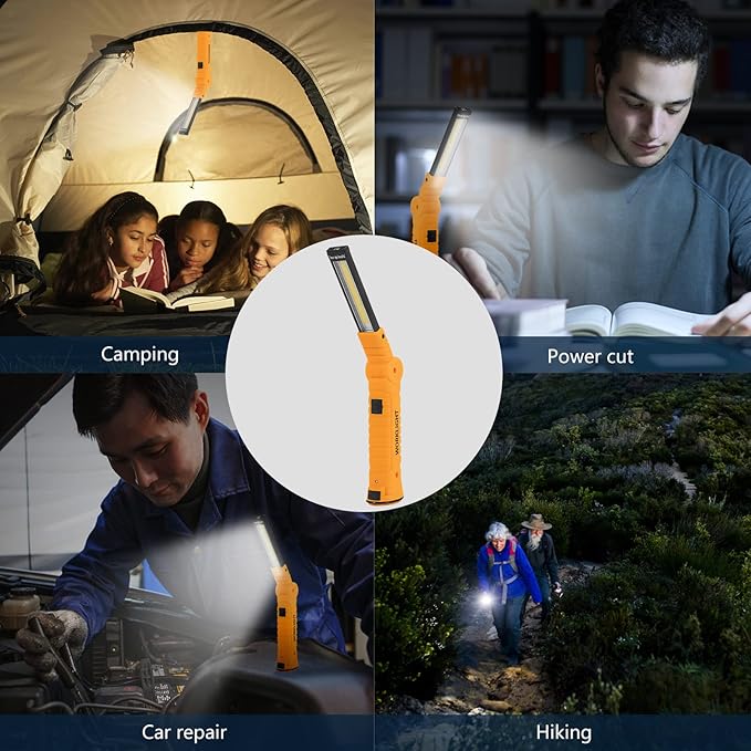 4 Pack Rechargeable LED Work Lights with Magnetic Base and 360째 Rotation, 5 Modes for BBQ, Camping, Reading, and Car Repair