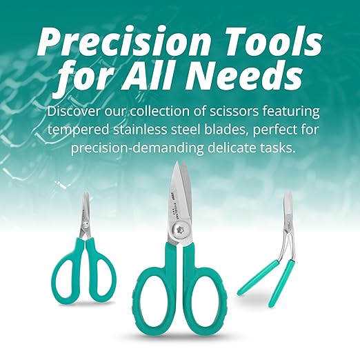Excelta Kevlar Cutting Scissors, 5.5" Stainless Steel Blades, 1.75" Straight Blade Length, Serrated Edge, Comfort Molded Handles, Professional