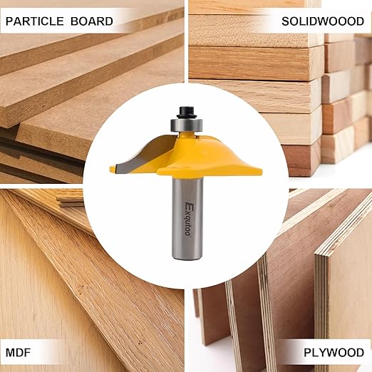 Exqutoo 1PCS 1/2" Shank 2-1/2" Diameter Raised Panel Cabinet Door Making Router Bit Woodworking Tools Door & Window Router Bit