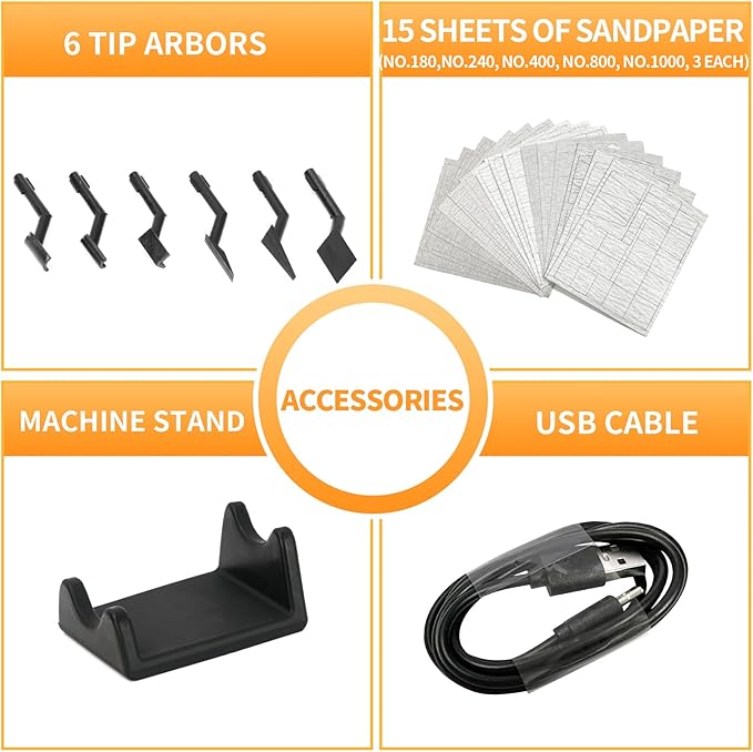 Reciprocating Sander, Variable Speed and USB Charging with LED Light, Pen Sander With 6pcs Sanding Head, Fit for Sanding, Polishing, Finishing, DIY Crafts (Blue)