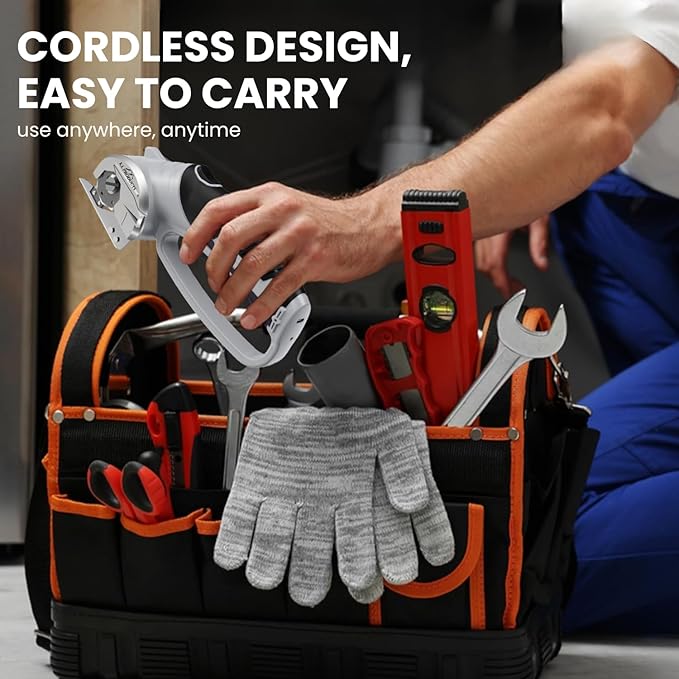 Cordless Electric Scissors ??4V Rotary Fabric & Cardboard Cutter ??Light-Duty Carpet Cutting Tool for Crafting and Home Use ??Portable Rechargeable Box Cutting Machine with Replaceable & Extra Blade