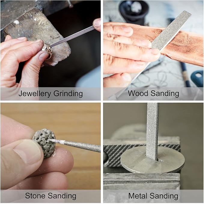 uxcell Diamond Needle Files, 3mm x 140mm Round Type File Handles Hand Tool for Metal Wood Stone Marble 2pcs