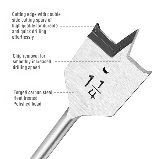 WORKPRO 13-Piece Spade Drill Bit Set in SAE, Paddle Flat Bits for Woodworking, Nylon Storage Pouch Included