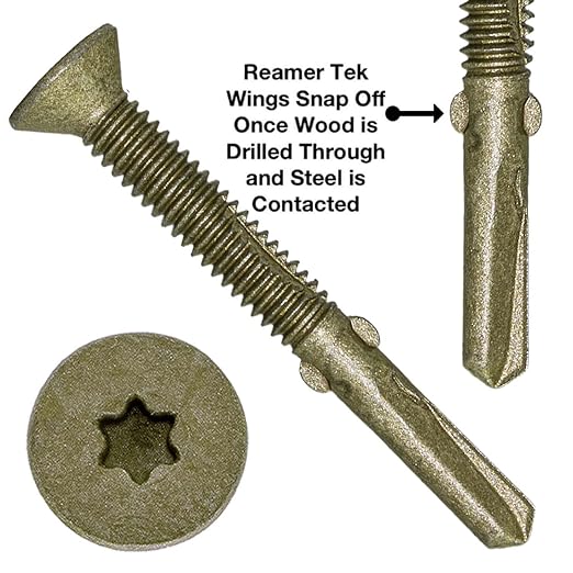 12x2-1/2 Reamer Tek Torx/Star Head Self-Drilling Wood to Metal Screws - for Flatbeds, Trailers or Fastening Wood to Steel - T30 Torx Screw Head - CASE Qty 42 Boxes 2,100 Screws