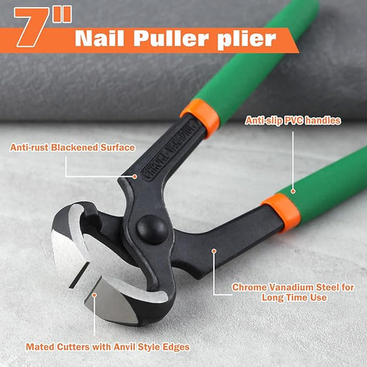 End Cutting Pliers 7 Inches PVC Handle Nail Puller Pincer for Women Wire Cutting, Shoe Heel Repair