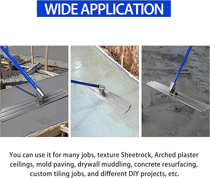 Bull Float Aluminum Magnesium Alloy Concrete Float 48"x8" Round End Board Kit trowel Tool Cement Tools Float Bracket Concrete Tools Finishing With 57" Handle x4 VOYAR
